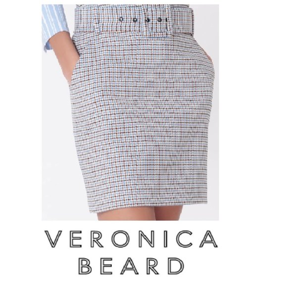 VERONICA BEARD Melissa Belted Houndstooth Skirt